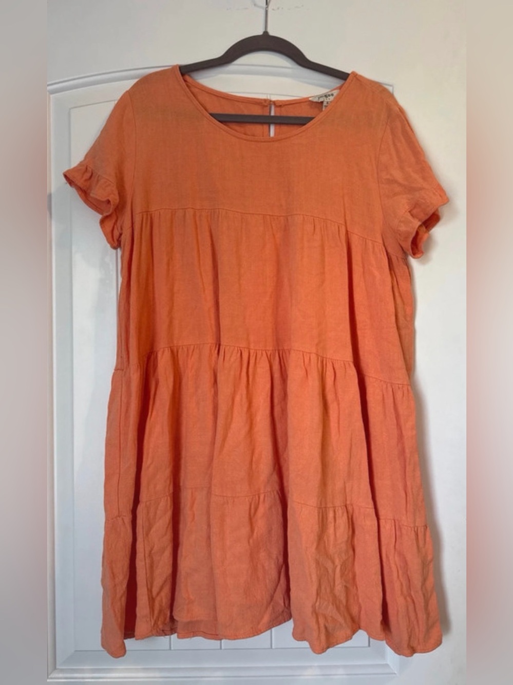 Peach Babydoll Short-Sleeve Dress